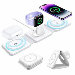 3 IN 1 15W FAST WIRELESS MAGNETIC CHARGING PAD FOR IPHONE, AIRPODS, SMARTWATCH
