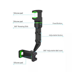 Multifunctional Phone Holder for Car Rearview Mirror | 360° Rotating Mobile Stand