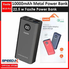 FAXITE M10PRO 10000mah 22.5W METAL DIGITAL DISPLAY QUICK CHARGE 4.0 POWER BANK