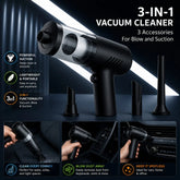 3-in-1 Wireless Mini Car Vacuum Cleaner with Air Blower
