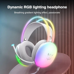 ONIKUMA-X25 PRO RGB HEAD BEAM WITH MIC 3.5MM DURABLE STEREO SURROUND GAMING HEADSET WHITE