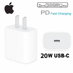 IPHONE USB-C PD 20W POWER ADAPTER CHARGER 2 PIN (USA PIN) WITH CABLE