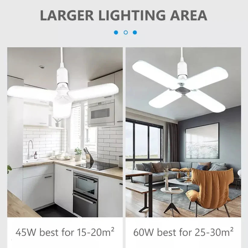 4 Leaf LED Fan Light 60W – Adjustable High Brightness E27 LED Bulb Lamp