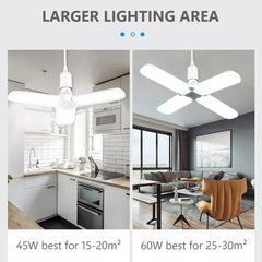 4 Leaf LED Fan Light 60W – Adjustable High Brightness E27 LED Bulb Lamp