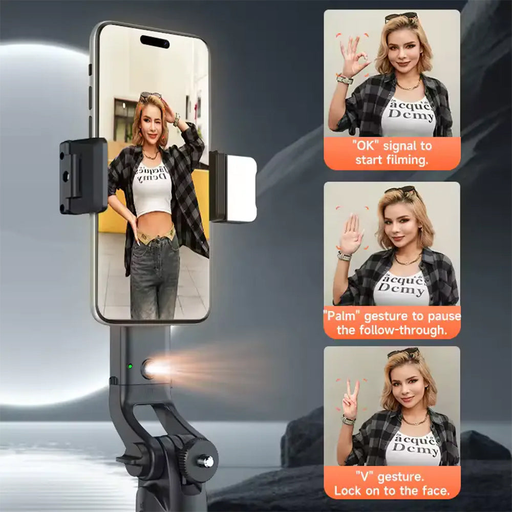 A101 GIMBLE EXTENDABLE AUTO FACE TRACKING AI INTELLIGENT WIRELESS REMOTE WITH FILL LIGHT