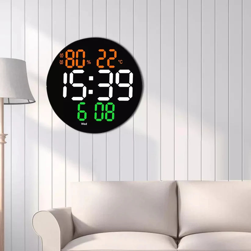Digital Wall Clock with Remote Control | LED Time, Date & Temperature Display