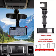 Multifunctional Phone Holder for Car Rearview Mirror | 360° Rotating Mobile Stand