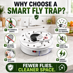 Smart Electric Fly Trap | Chemical-Free Automatic Fly Catcher for Home & Kitchen