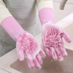 Magic Dishwashing Gloves with Scrubber – Reusable Silicone Cleaning Gloves for Kitchen & Home