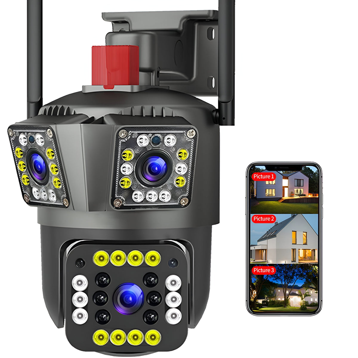 SPEED-X PTZ (SPZ-803) 3 CAMERA LENS WIFI OUTDOOR 6MP COLOR NIGHT VISION WITH V380 PRO APP